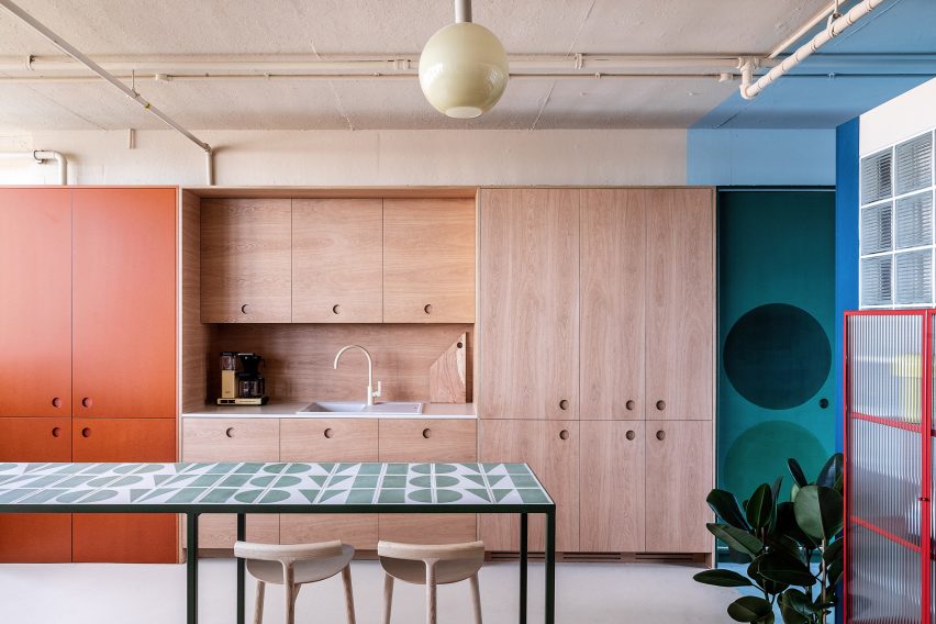 Wooden kitchen at Zetteler office
