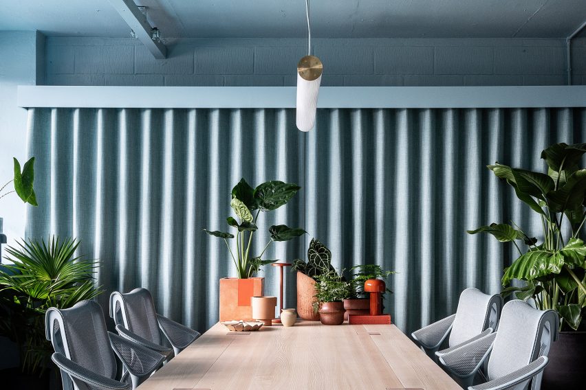 Duck-egg blue workspace in London