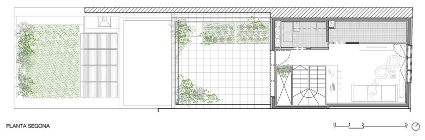 Second floor plan of 100JOA house by Vallribera Arquitectes