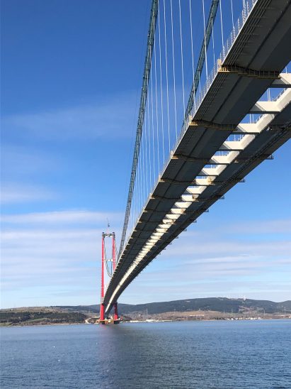 Underside of 1915 Çanakkale Bridge in Turkey