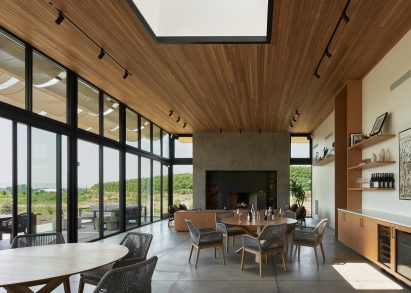 Alton Wines interior structural fireplace