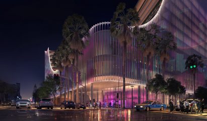 HKS Hollywood exterior lit up at night