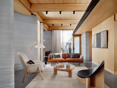 Lake Flato ICON House Zero 3D Printing house Austin interior