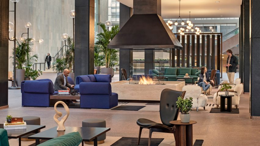 1700 Broadway interior with fireplace