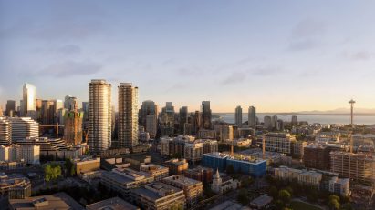 Henriquez Partners Architects aerial shot seattle