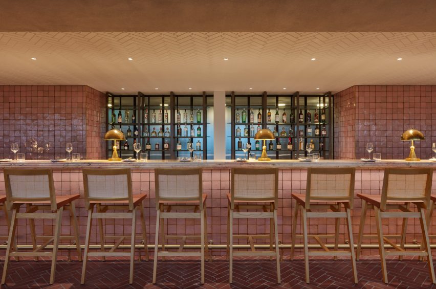 Bar with pink tiles