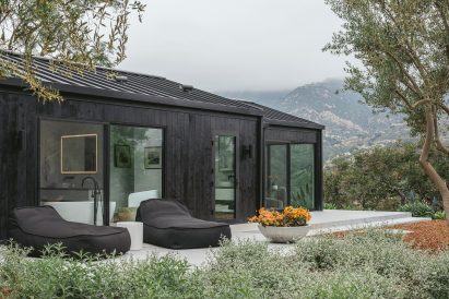 Blackened wood house