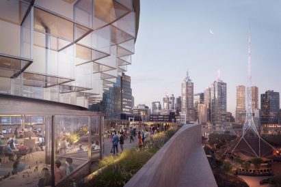 Render of the rooftop terrace at the gallery