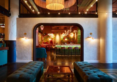 Lounge area between the bar and restaurant