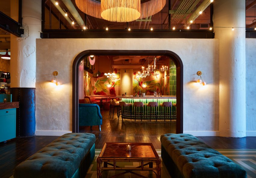 Lounge area between the bar and restaurant