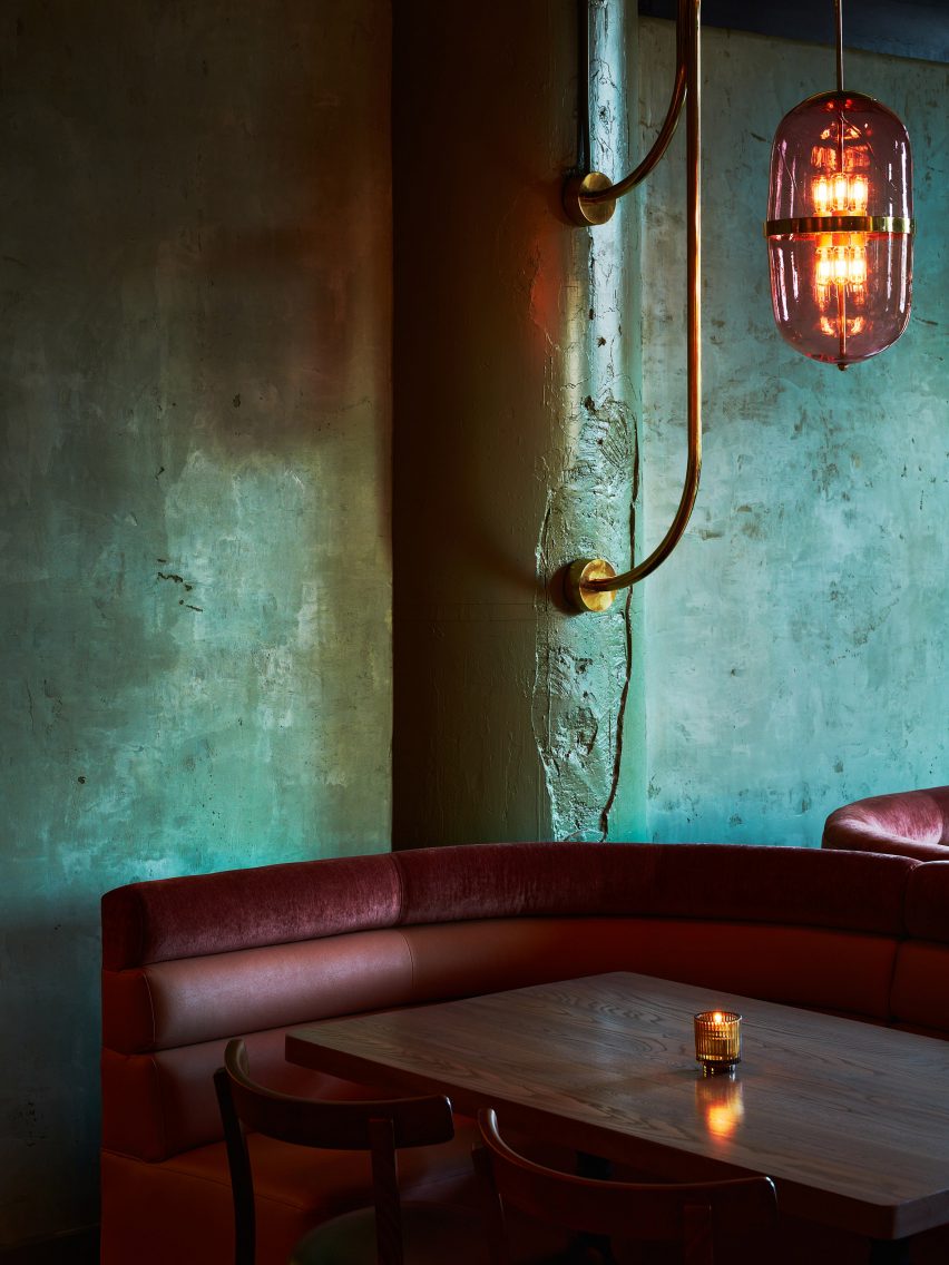 Pink blown-glass lights