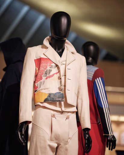 Mannequins wearing clothing at Bethany Williams: Alternative Systems