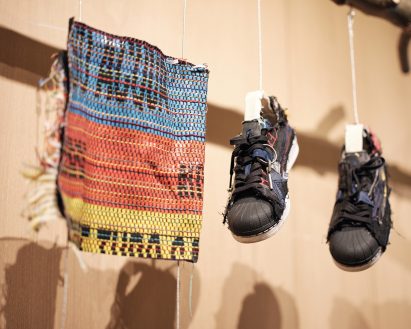 Detail image of shoes made from plastic waste