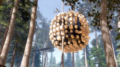 Biosphere is a spherical cloud of birdhouses