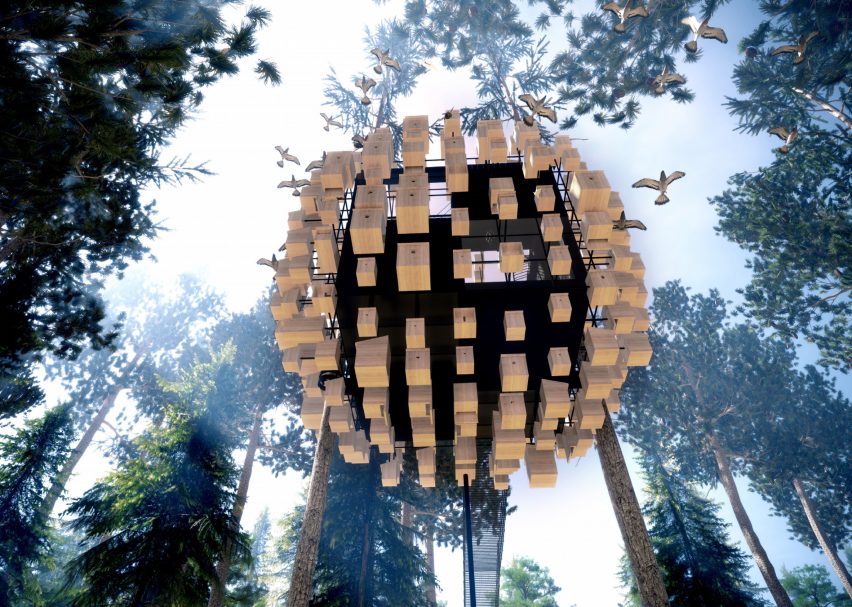 Biosphere is a hotel room in Sweden that was designed by BIG
