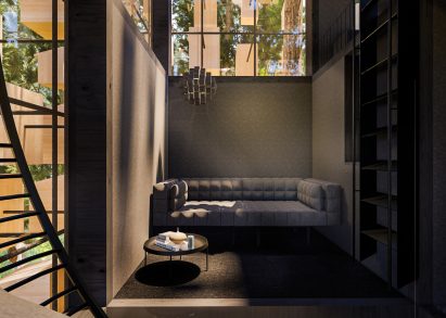 The interior has a natural palette