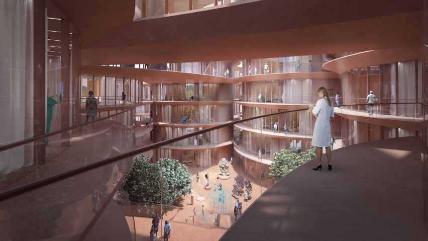 Render of the centre over looking the public atrium