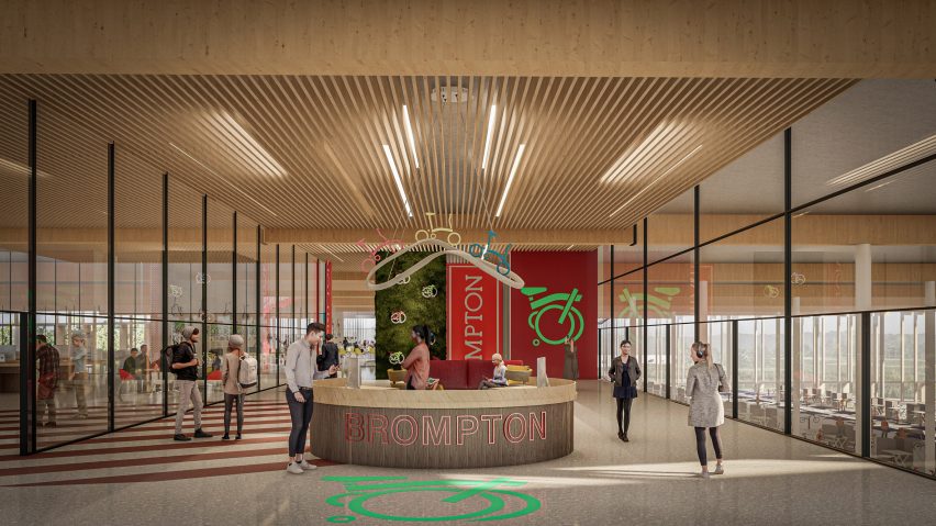 Reception in Brompton factory and headquarters in Ashford by Hollaway Studio
