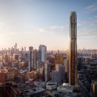 The Brooklyn Tower with Manhattan in the background