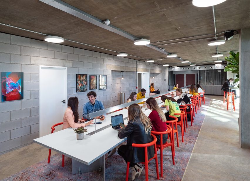 Long Table in Bureau in Greenwich Design District by Roz Barr Architects