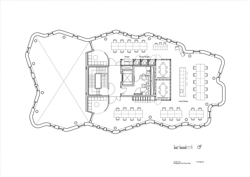 C3, first floor plan, Bureau in Greenwich Design District by Roz Barr Architects