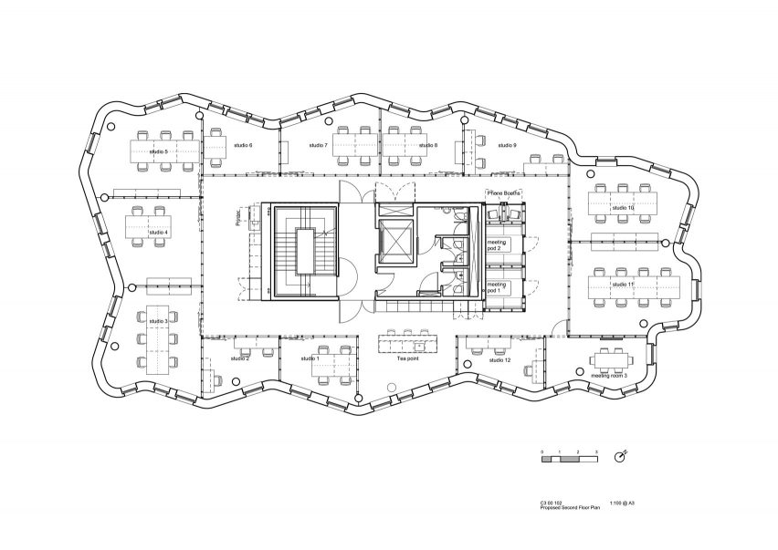 C3, second floor plan, Bureau in Greenwich Design District by Roz Barr Architects