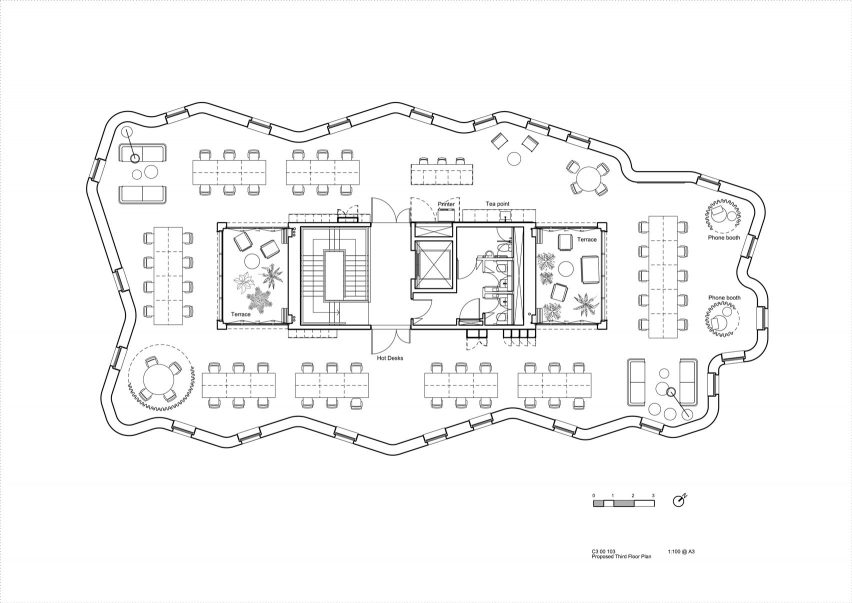 C3, third floor plan, Bureau in Greenwich Design District by Roz Barr Architects