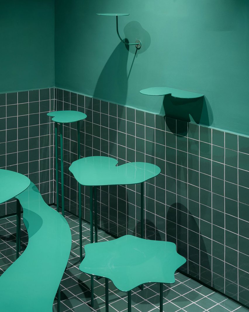 Colour-block interiors of Madrid's Cara Mela pastry shop designed by Case Antillón