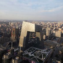 Aerial view of CCTV Headquarters by OMA