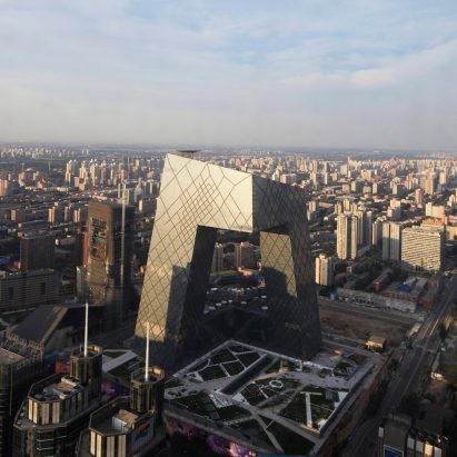 Aerial view of CCTV Headquarters by OMA