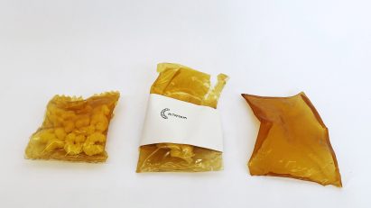 Chitofoam peanuts in a bag made from chitofilm
