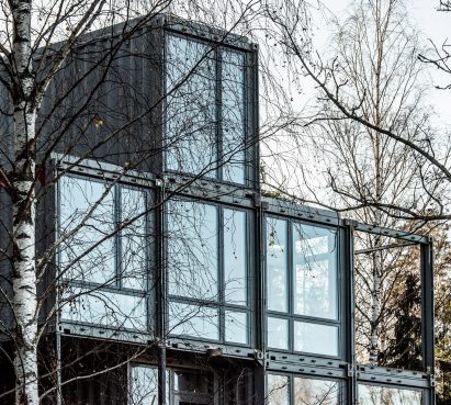 Facade of Container House in Sweden