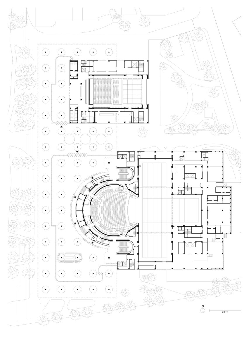 Grand theatre ground floor plan, Ceramic Art Avenue Taoxichuan by David Chipperfield Architects