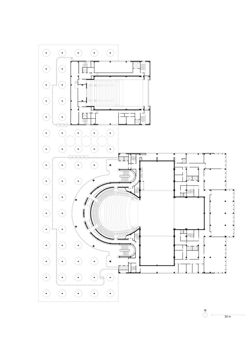 Grand theatre first floor plan, Ceramic Art Avenue Taoxichuan by David Chipperfield Architects