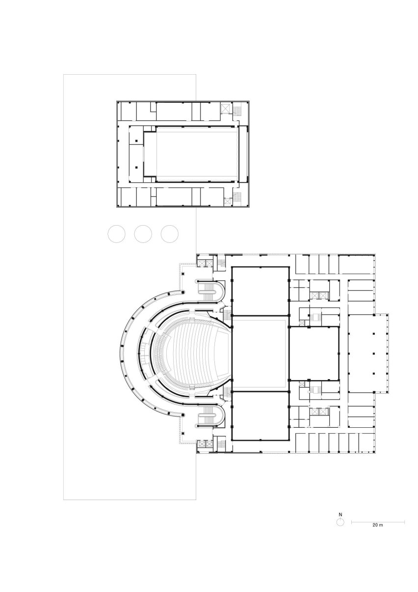 Grand theatre third floor plan, Ceramic Art Avenue Taoxichuan by David Chipperfield Architects