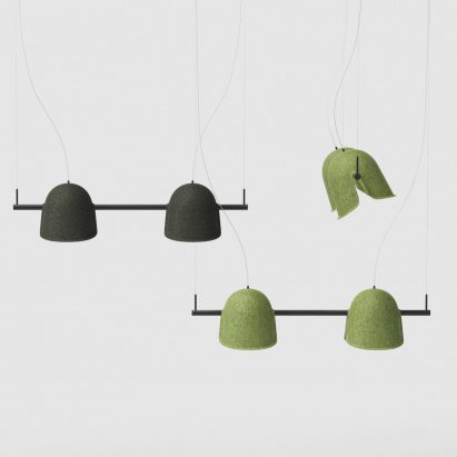 Pivot PET felt adjustable lamp duos in green and bacl by De Vorm