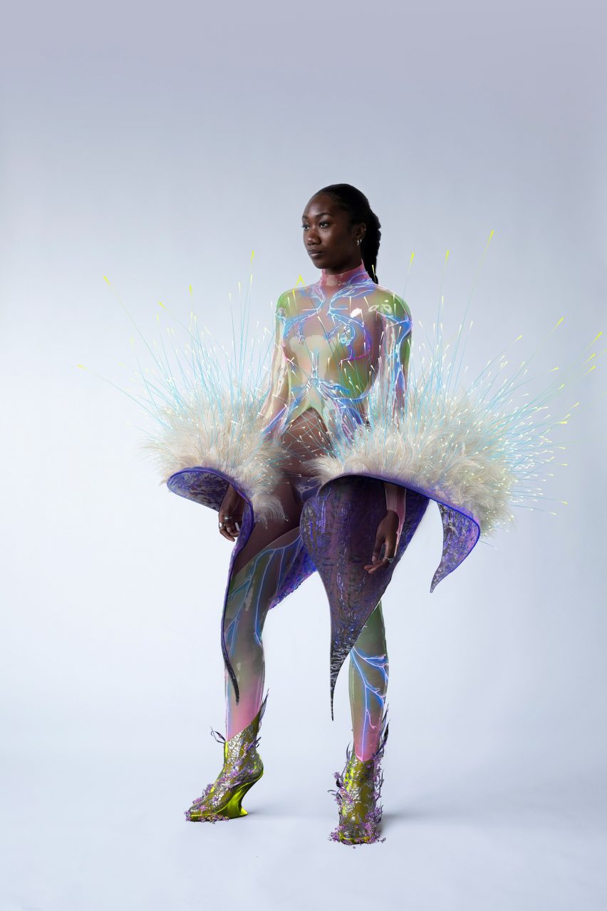 A digital avatar wearing clothing by Auroboros