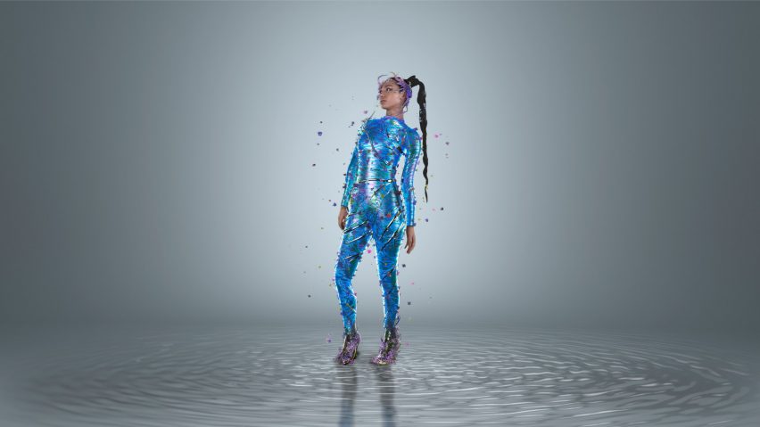 A model wearing a unitard by Auroboros