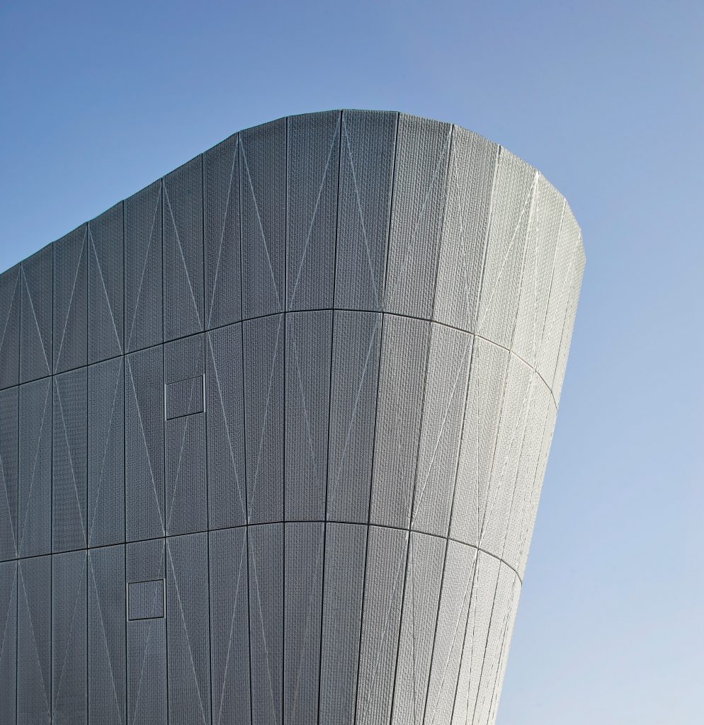 Curved edge of F51 multi-storey skatepark in Folkestone by Hollaway Studio