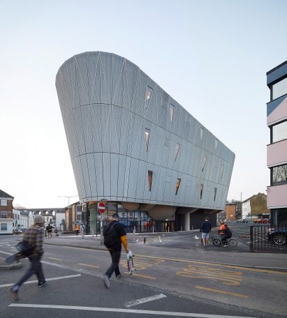 Approach to F51 multi-storey skatepark in Folkestone by Hollaway Studio