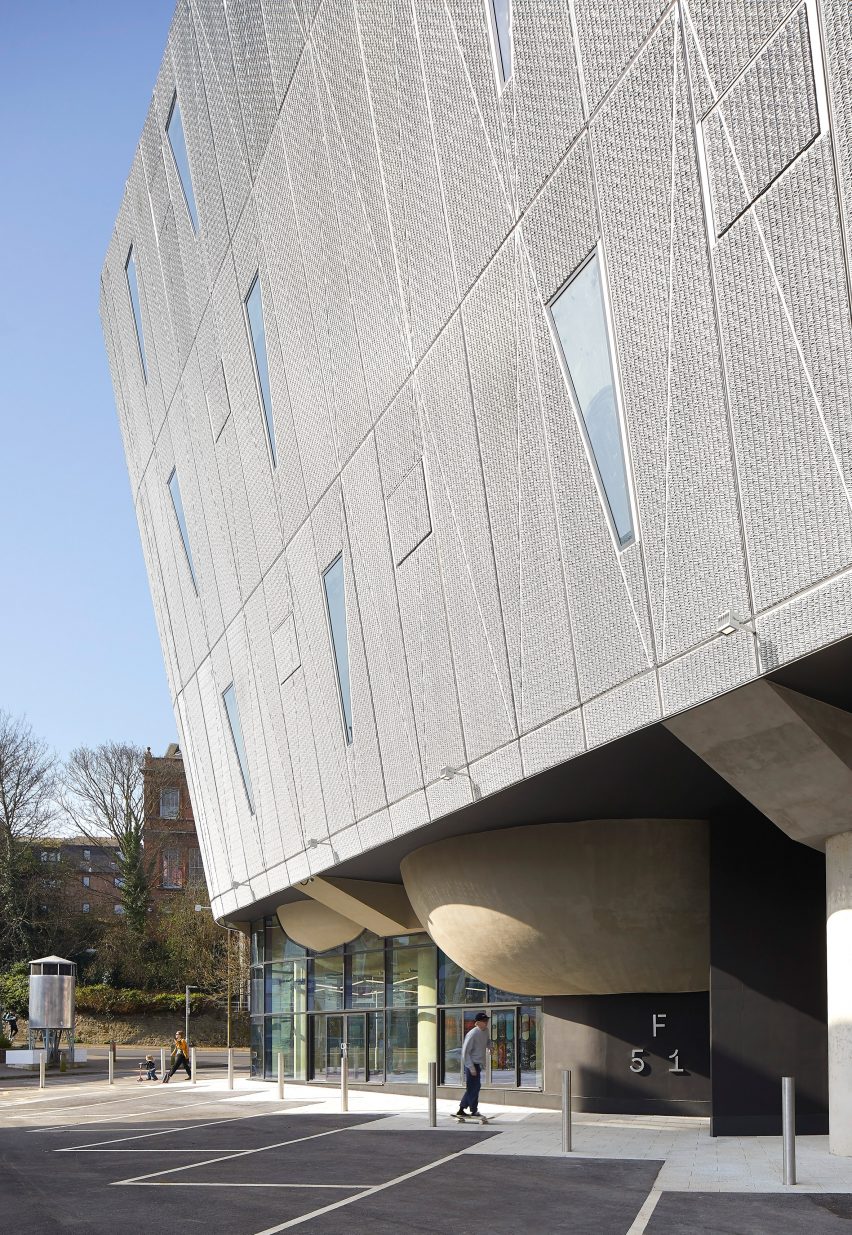 Windows of F51 multi-storey skatepark in Folkestone by Hollaway Studio