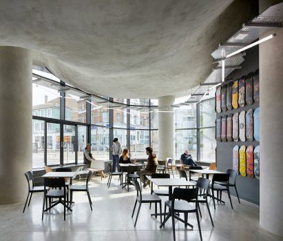Cafe in F51 multi-storey skatepark in Folkestone by Hollaway Studio