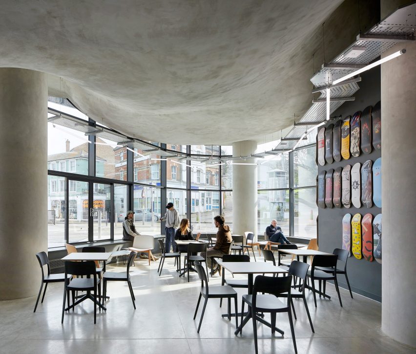 Cafe in F51 multi-storey skatepark in Folkestone by Hollaway Studio