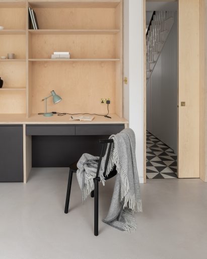 shelving with built-in desk