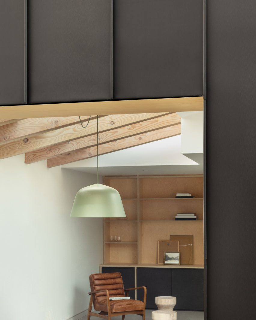 Black zinc cladding around picture window