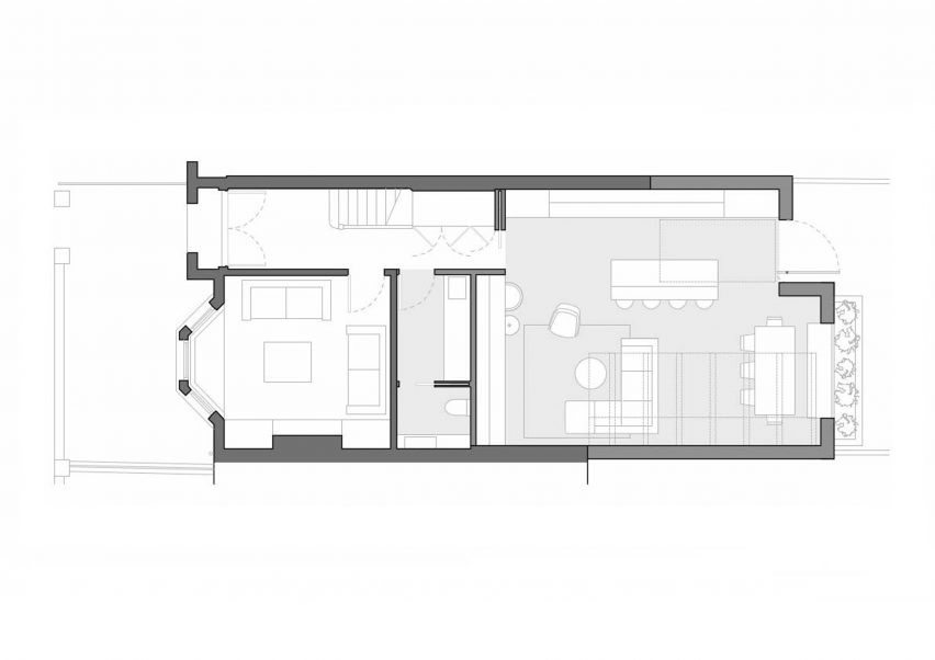 Ground floor plan of Filmmaker's house by Will Gamble Architecture