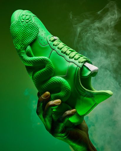 Giuseppe Zanotti Cobras trainers held in a cloud of smoke