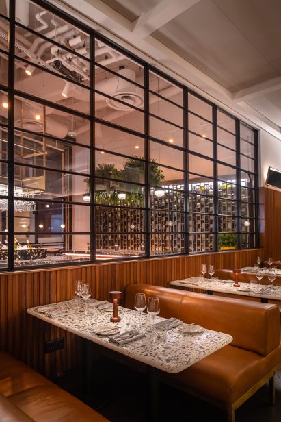 Restaurant tables in One Hundred Shoreditch