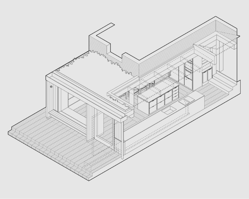 Axonometric diagram, Herne Hill House extension by TYPE