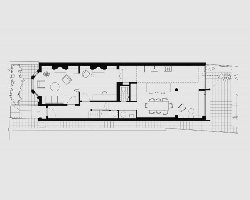 Ground floor plan, Herne Hill House extension by TYPE